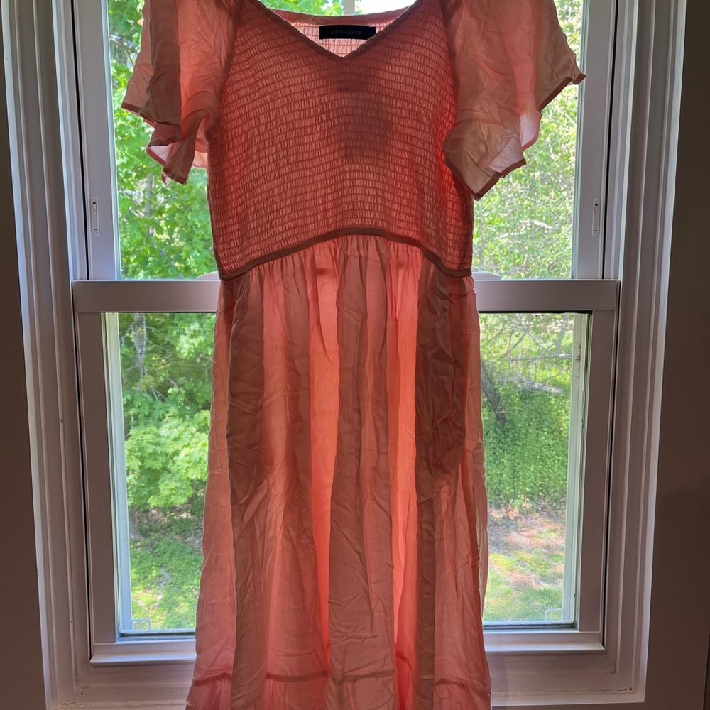 Peach Dress with Flutter Sleeves